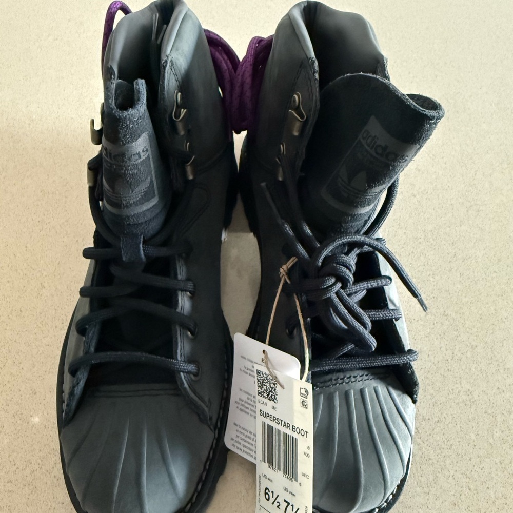 Adidas Superstar Boots in Black and Purple
